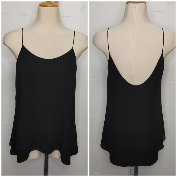 Reiss Black Layered Spaghetti Strap Top Size 4 - Picture 2 of 12